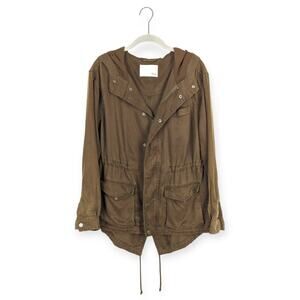 Aritzia Wilfred‎ Free Brown Lightweight Lyocell Hooded Utility Jacket Sz Small